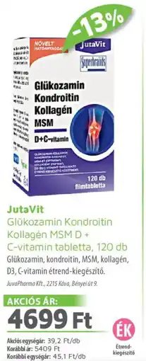 Alma Gyógyszertárak JutaVit Glükozamin Kondroitin Kollagén MSM D+ C-vitamin tabletta ajánlat
