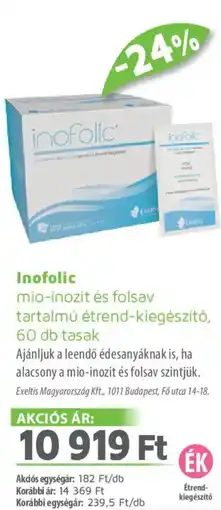 Alma Gyógyszertárak Inofolic mio-inozit és folsav tartalmú étrend-kiegészítő ajánlat