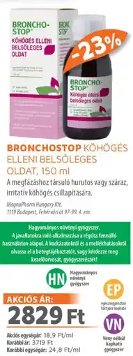 Alma Gyógyszertárak Broncho Stop Köhögés elleni belsőleges oldat ajánlat