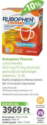 Alma Gyógyszertárak Rubophen Thermo cukormentes citromízű granulátum belsőleges oldathoz ajánlat