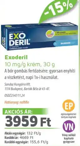 Alma Gyógyszertárak Exoderil krém ajánlat
