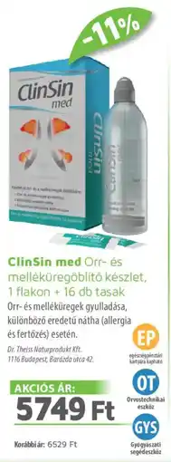 Alma Gyógyszertárak ClinSin med Orr- és melléküregöblítő készlet ajánlat