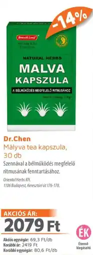 Alma Gyógyszertárak Dr. Chen Mályva tea kapszula ajánlat