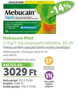 Alma Gyógyszertárak Mebucain Mint szopogató tabletta ajánlat