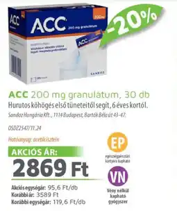Alma Gyógyszertárak ACC granulátum ajánlat
