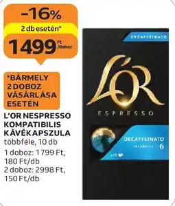Auchan L'OR nespresso kompatibilis kávékapszula ajánlat