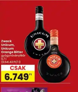 Spar Zwack Unicum gygynövénylikőr ajánlat