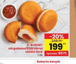Spar S-BUDGET sárgabaracklekvárral töltött fánk ajánlat