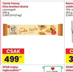 Spar Tante Fanny friss leveles tészta ajánlat