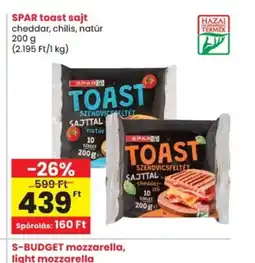 Spar SPAR toast sajt ajánlat