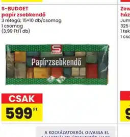 Spar S-BUDGET papír zsebkendő ajánlat