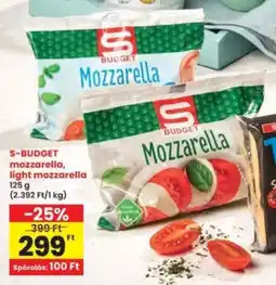 Interspar S-BUDGET mozzarella, light mozzarella ajánlat