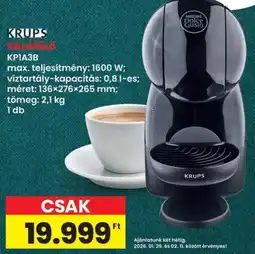 Interspar KRUPS Kavefozo KPIA3B ajánlat