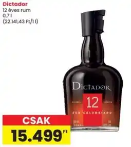 Interspar Dictador 12 éves rum ajánlat