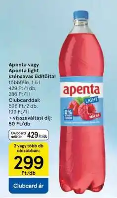 Tesco Apenta vagy Apenta light szénsavas üdítőital ajánlat