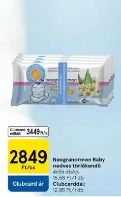 Tesco NEOGRANORMON BABY NEDVES TÖRLŐKENDŐ ajánlat