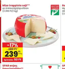 Spar Mizo trappista sajt ajánlat
