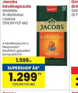 Spar Jacobs kávékapszula ajánlat