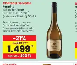 Spar Château Dereszla Furmint fehérbor ajánlat