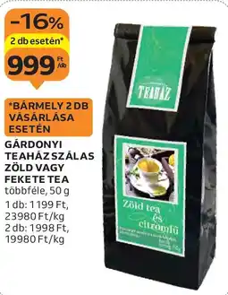 Auchan Gárdonyi Teaház szálas zöld, fekete tea ajánlat
