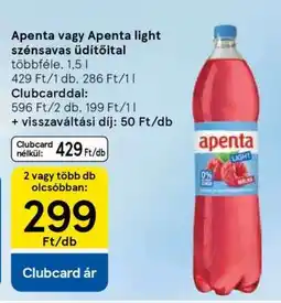 Tesco Apenta vagy Apenta light szénsavas üdítőital ajánlat