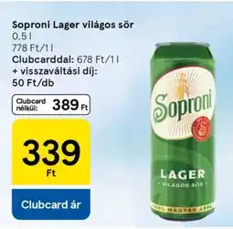 Tesco Soproni Lager világos sör ajánlat
