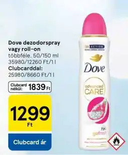 Tesco Dove dezodorspray vagy roll-on ajánlat