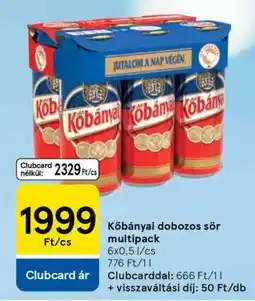 Tesco Kőbányai dobozos sör multipack ajánlat