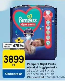 Tesco Pampers Night Pants Éjszakai bugyipelenka ajánlat
