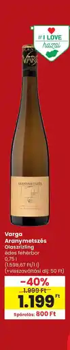 Spar Varga Aranymetszés Olaszrizling ajánlat