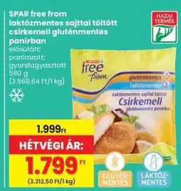 Spar SPAR free from laktózmentes sajttal töltött csirkemell gluténmentes panírban ajánlat
