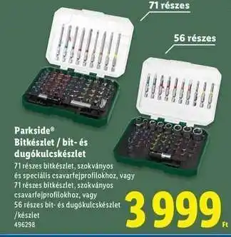 Lidl PARKSIDE Bitkészlet / bit-és dugókulcskészlet ajánlat