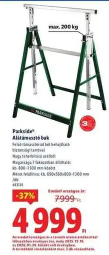 Lidl PARKSIDE Alátámasztó bak ajánlat