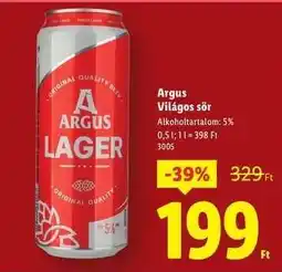 Lidl Argus Világos sör ajánlat