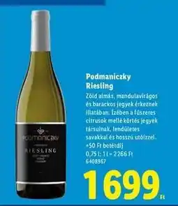 Lidl Podmaniczky Riesling ajánlat