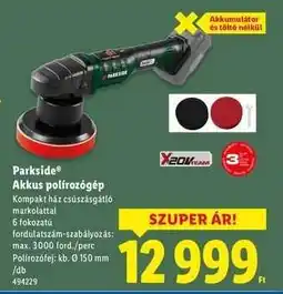 Lidl PARKSIDE Akkus polírozógép ajánlat