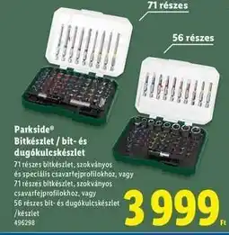 Lidl PARKSIDE Bitkészlet / bit-és dugókulcskészlet ajánlat