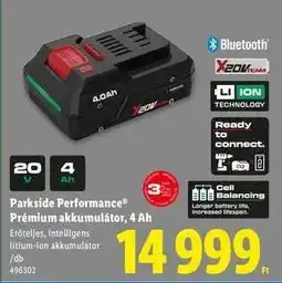 Lidl PARKSIDE PERFORMANCE Prémium akkumulátor, 4 Ah ajánlat