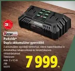 Lidl Parkside Dupla akkumulátor gyorstöltő ajánlat