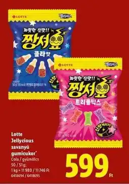 Lidl Lotte Jellycious savanyú gumicukor ajánlat