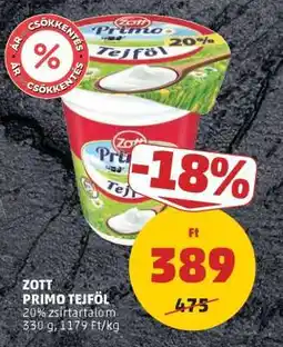 PENNY Zott Primo Tejföl ajánlat
