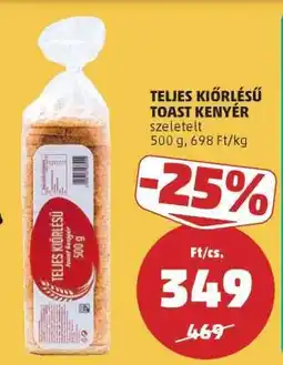 PENNY Teljes Kiőrlésű Toast Kenyér ajánlat