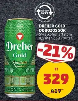 PENNY Dreher Gold Dobozos Sör ajánlat