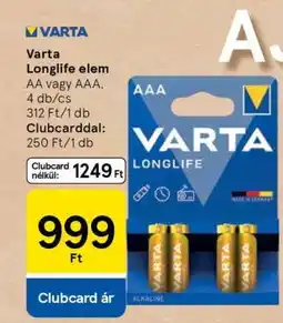 Tesco Varta Longlife elem ajánlat