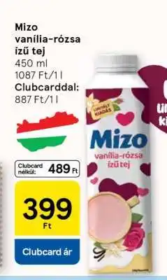 Tesco Mizo vanília-rózsa ízű tej ajánlat