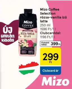 Tesco Mizo Coffee Selection rózsa-vanília ízű latte ajánlat