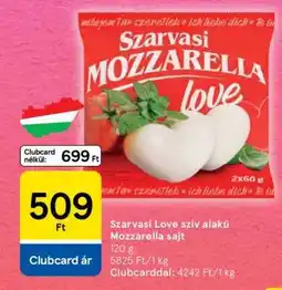 Tesco Szarvasi Love szív alakú Mozzarella sajt ajánlat