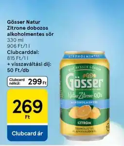 Tesco Gösser Natur Zitrone dobozos alkoholmentes sör ajánlat
