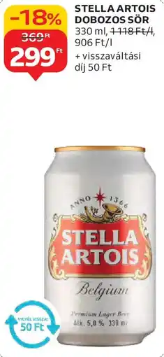 Auchan Stella Artois dobozos sör ajánlat