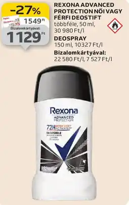 Auchan Rexona Advanced protection női, férfi deostift ajánlat
